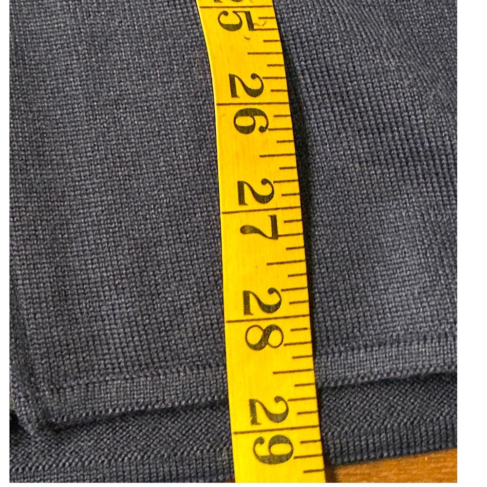 St. John NWT SZXL‎ Zip Front Cardigan Navy Blue Floral Intarsia Mock Neck Wool - Picture 14 of 15